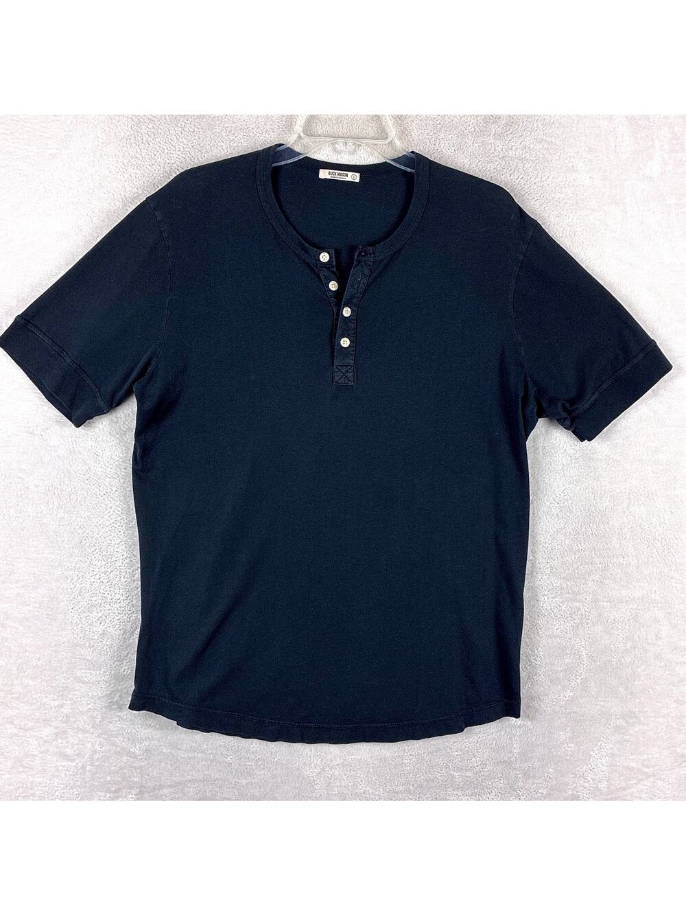 Buck Mason Henley Shirt Mens L Black Preppy Classic Heritage Luxury USA